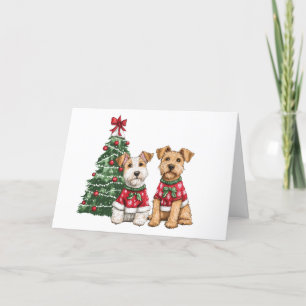 Frohe Weihnachten Welsh Wire Fox Terrier Hunde