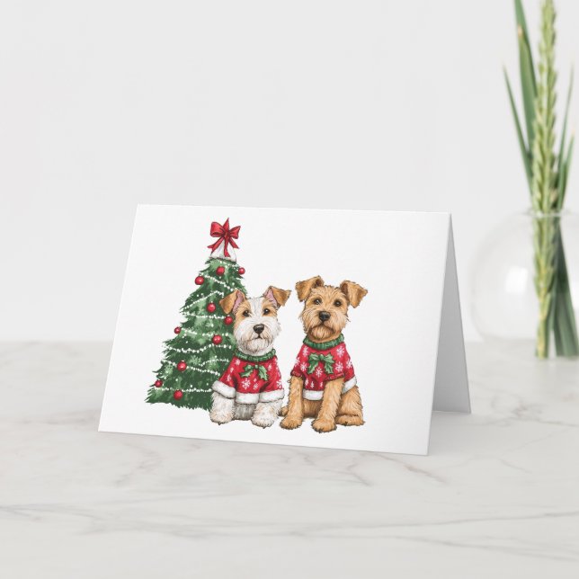 Frohe Weihnachten Welsh Wire Fox Terrier Hunde (Vorderseite)