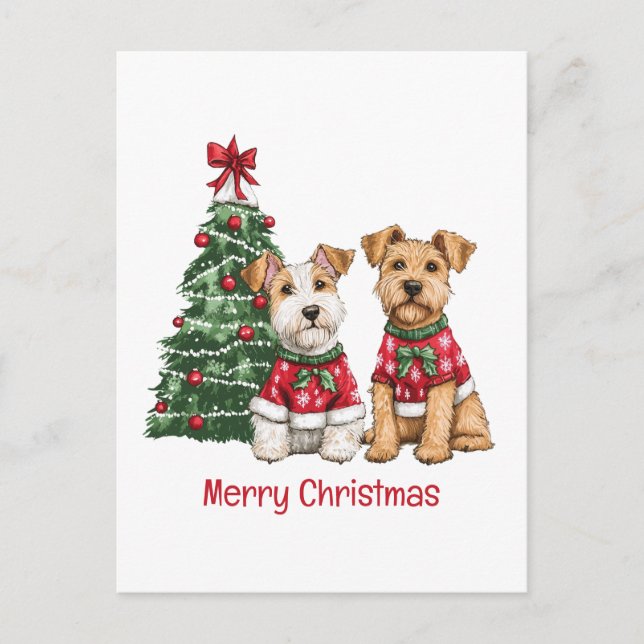 Frohe Weihnachten Welsh Wire Fox Terrier Hunde (Vorderseite)