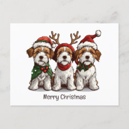 Frohe Weihnachten Welsh Wire Fox Terrier Hunde Postkarte