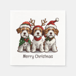 Frohe Weihnachten Welsh Wire Fox Terrier Hunde Serviette