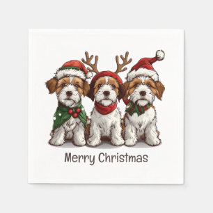 Frohe Weihnachten Welsh Wire Fox Terrier Hunde Serviette