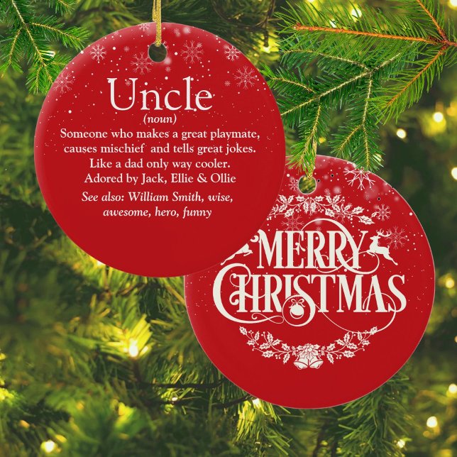 Frohe Weihnachten Welt ist die beste aller Zeiten  Keramik Ornament (Merry Christmas World's Best Ever Uncle Definition Ceramic Ornament)