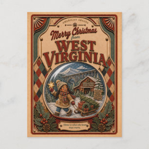 Frohe Weihnachten West Virginia Vintage-Schneekuge