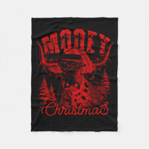 Frohe Weihnachten Western Färse Highland Kuh Santa Fleecedecke