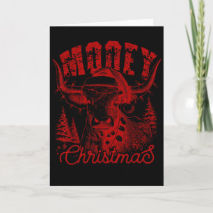 Frohe Weihnachten Western Färse Highland Kuh Santa Karte