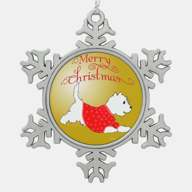Frohe Weihnachten Westie Ornament (Vorderseite)