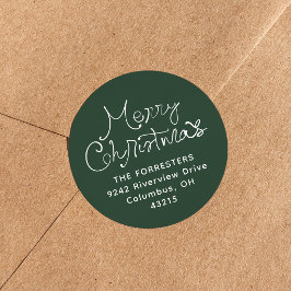 Frohe Weihnachten whimmsige Schrift Rücksendeadres Runder Aufkleber