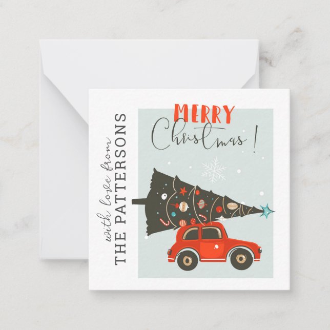 Frohe Weihnachten Whimsical Car Tree Personalisier Mitteilungskarte (Vorderseite)