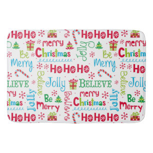 Frohe Weihnachten Whimsical Modern Jolly Typografi Badematte