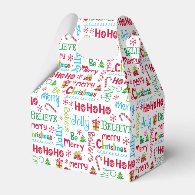Frohe Weihnachten Whimsical Modern Jolly Typografi Geschenkschachtel (Vorderseite)