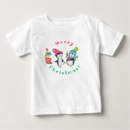 Frohe Weihnachten Whimsical Pinguine bringen Gesch Baby T-shirt