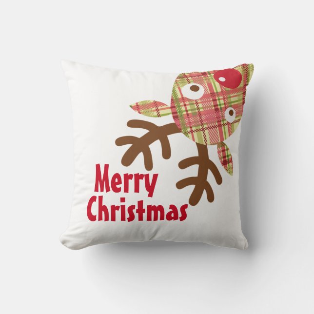 Frohe Weihnachten Whimsical Rentier Kissen (Vorderseite)
