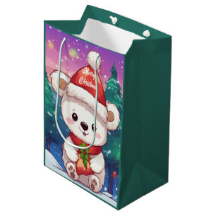 Frohe Weihnachten White Baby Polar Bär Mittlere Geschenktüte