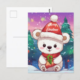 Frohe Weihnachten White Baby Polar Bär Postkarte