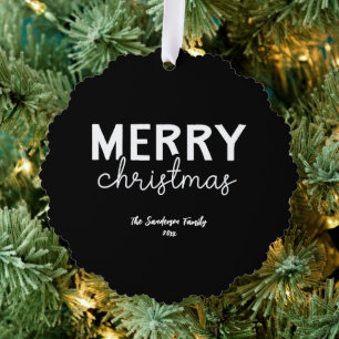 Frohe Weihnachten White Black Ornament Karte