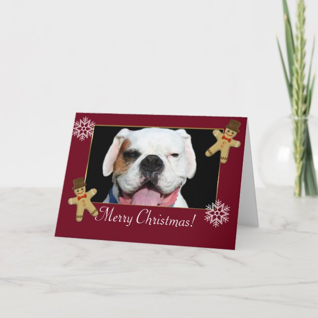 Frohe Weihnachten White Boxer Dog (Vorderseite)