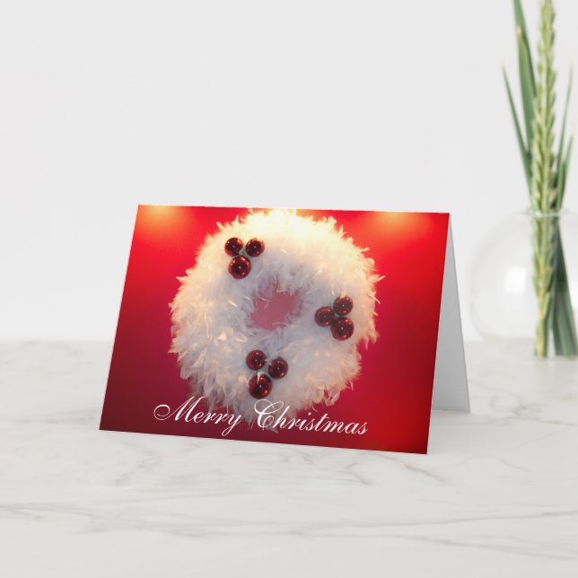 Frohe Weihnachten White Feather Wreath Extravagant (Vorderseite)