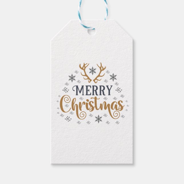 Frohe Weihnachten White Geschenkanhänger (Vorderseite)