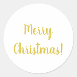 Frohe Weihnachten White Gold Typografie Festival Runder Aufkleber