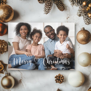 Frohe Weihnachten White Script Vollfoto Postkarte