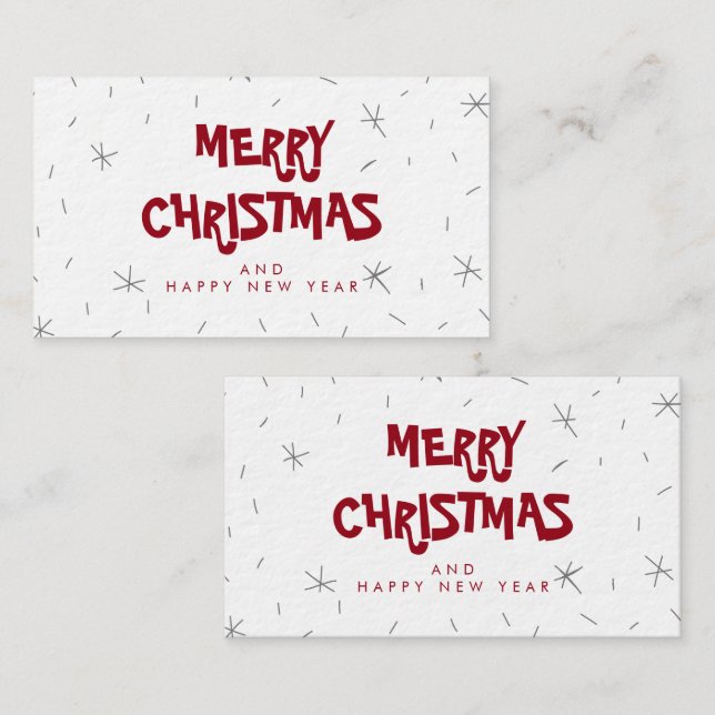 Frohe Weihnachten White Snow Mini Geschenkkarte Visitenkarte (Vorne/Hinten)