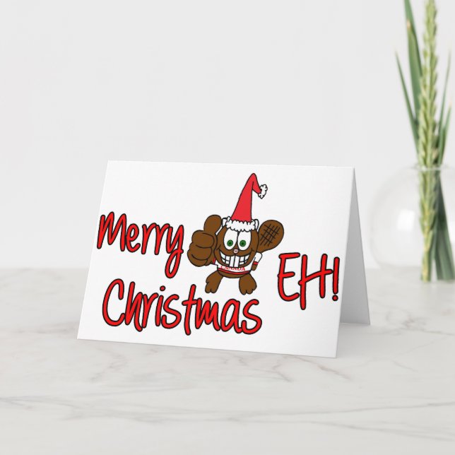 Frohe Weihnachten wie! Biber-Gruß-Karte (Vorderseite)