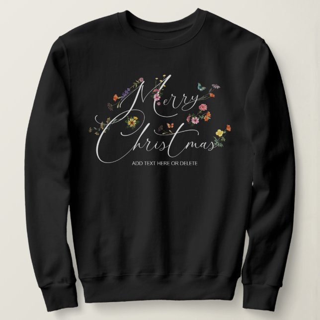 Frohe Weihnachten Wilde Blume Urlaub Moderne Hübsc Sweatshirt (Design vorne)