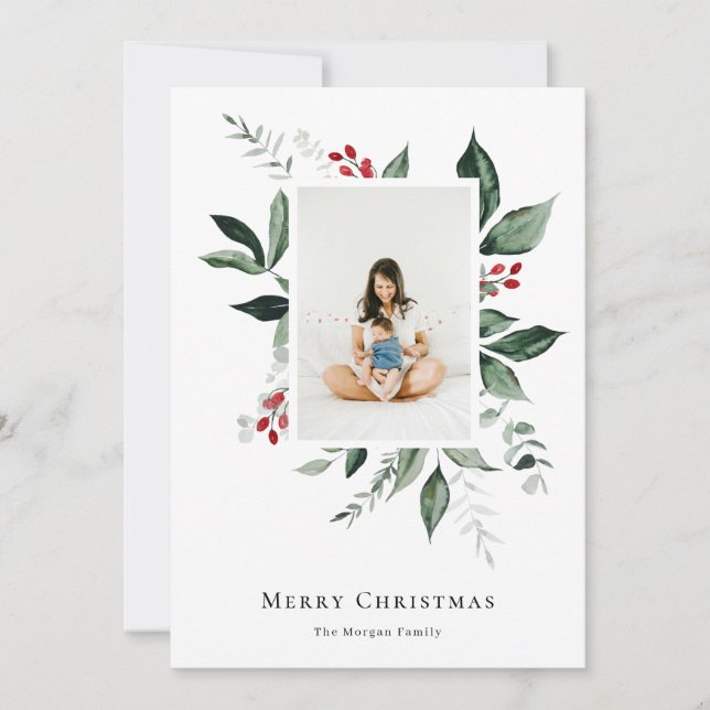 Frohe Weihnachten Winter Berry Botanisches Foto (Vorderseite)