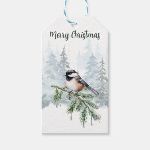 Frohe Weihnachten Winter Fichte Meise Geschenkanhänger