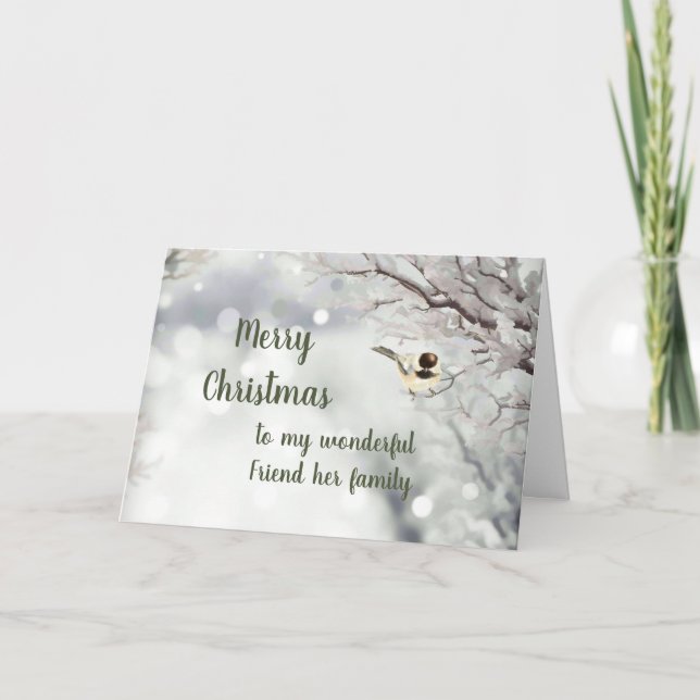 Frohe Weihnachten Winter Frost Bird Friend & Famil (Vorderseite)