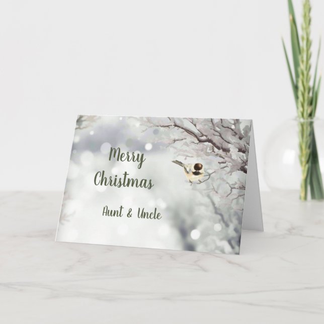 Frohe Weihnachten Winter Frost Bird Tante & Uncle (Vorderseite)
