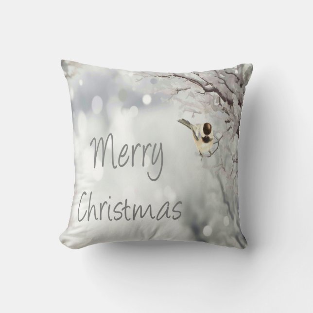 Frohe Weihnachten Winter Frosty Bird Traditionelle Kissen (Vorderseite)