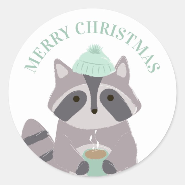 Frohe Weihnachten. Winter lustiger Schläger. Süße  Runder Aufkleber (Vorderseite)