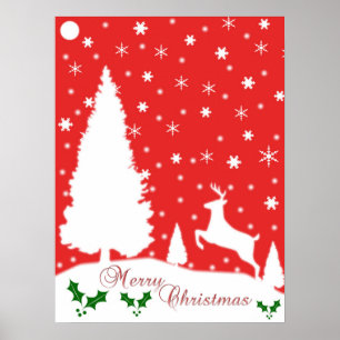 Frohe Weihnachten Winter Schneeflocken Poster