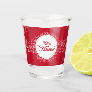 Frohe Weihnachten Winter Schneeflocken Rotes Festi Schnapsglas