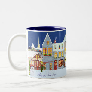 Frohe Weihnachten Winter & Snowman Zweifarbige Tasse