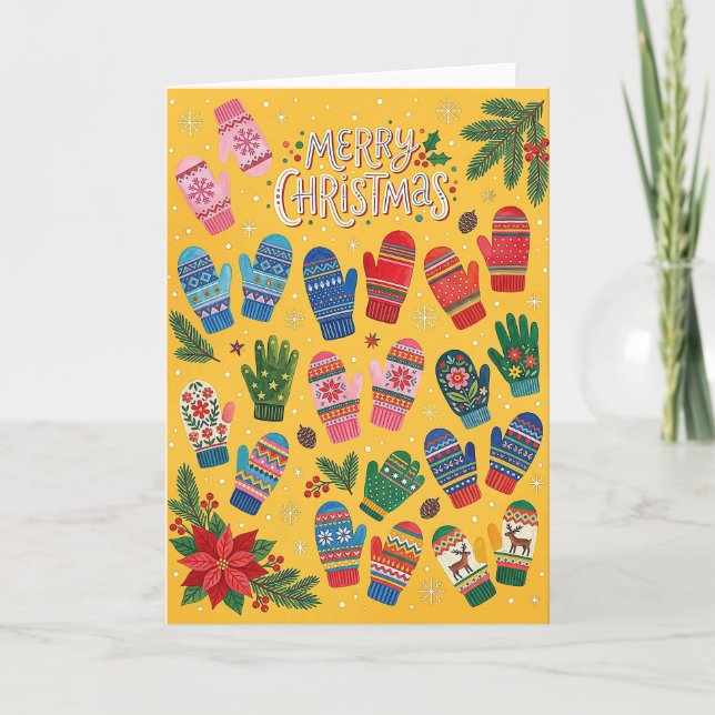 Frohe Weihnachten Winterhandschuhe Karte  (Vorderseite)