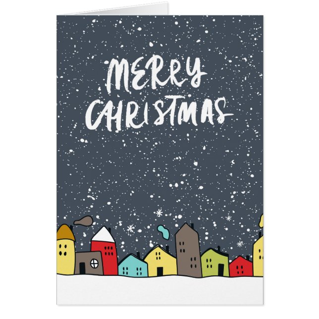 Frohe Weihnachten, Winterhäuser Illustration (Vorne)