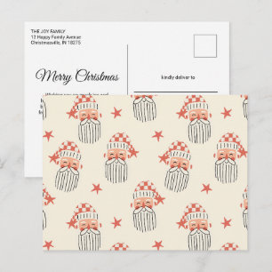 Frohe Weihnachten Winterparty Santa-Gesicht Kinder Postkarte