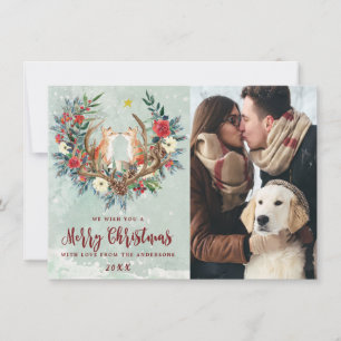 Frohe Weihnachten Winterschnee Füchse Fotokarte