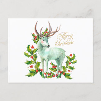 Frohe Weihnachten Woodland Deer und Holly Berry