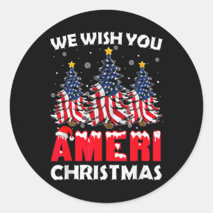 Frohe Weihnachten wünschen wir Ihnen Ameri Xmas Am Runder Aufkleber