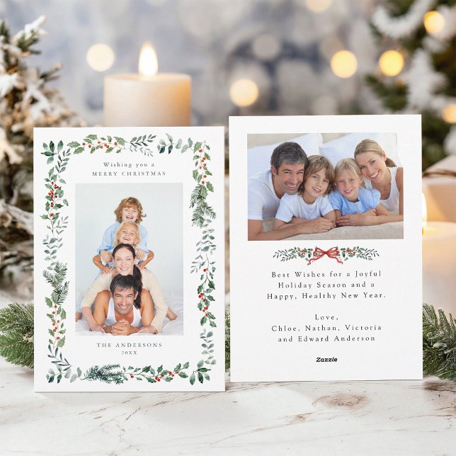 Frohe Weihnachten wünscht 2 Foto (Front & Back)