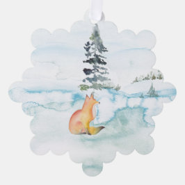 Frohe Weihnachten wünscht Wasserfarbenfox & Tree Ornament Karte
