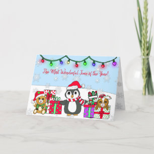Frohe Weihnachten wünscht Whimsical Pinguin Karte