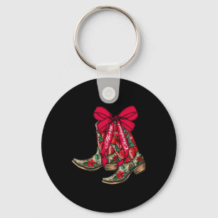 Frohe Weihnachten Xmas Cowboy Boots Coquette Bow P Schlüsselanhänger