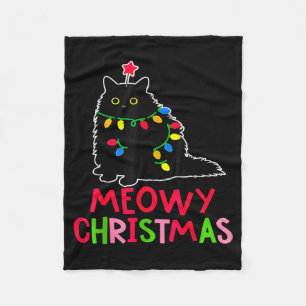 Frohe Weihnachten Xmas Lichter Schwarze Katze Pyja Fleecedecke
