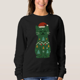 Frohe Weihnachten Xmas Lichter schwarze Katze Sweatshirt