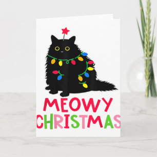 Frohe Weihnachten Xmas Lichter schwarze Katzen-Pyj Karte